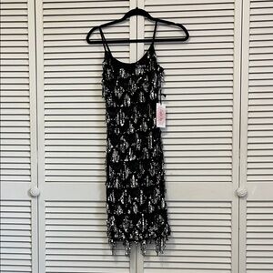Black and Silver Flapper Girl Mini Dress